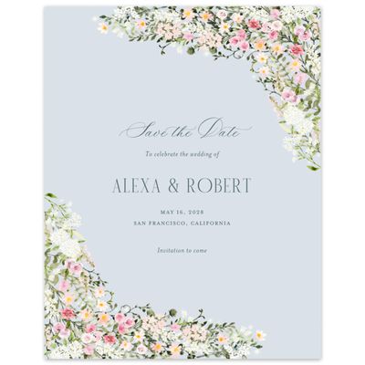 Blue Whisper Wedding Digital Save the Date - Garden Gate Portrait
