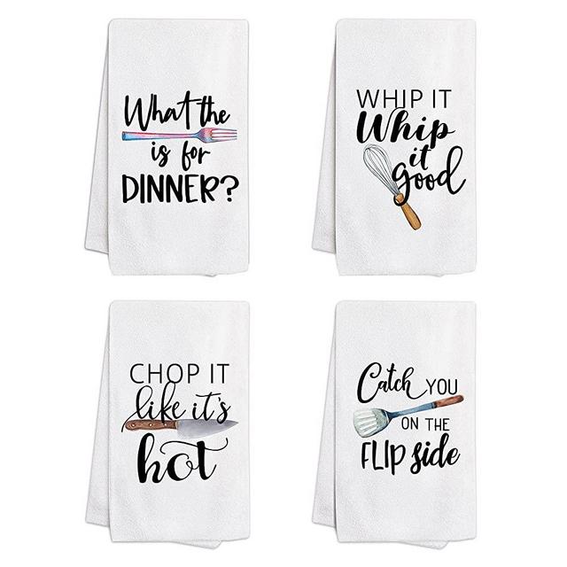 pinata Funny Kitchen Towels and Dishcloths Sets of 4 - Housewarming Gifts for New Home - Kitchen Towels with Sayings - Kitchen Dish Towels for Drying Dishes - Tea Towels, Hand Towels for Kitchen