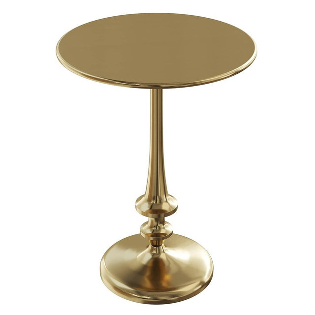 Lavish Home Side Table - Iron Pedestal Table with Antiqued Brass Finish for Couch, Loveseat, Entryway, or Bed - Vintage Living Room Furniture
