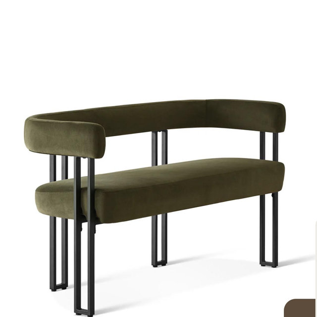 Mia 48.5" Modern Velvet Bench Loveseat (olive)