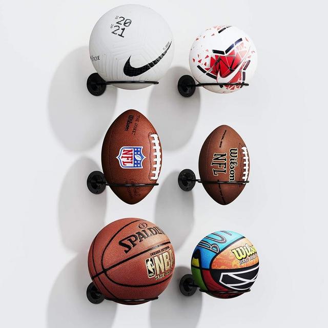 S SUCHEK Basketball Holder Wall Mount, Ball Holder Wall Mount, Ball Display Wall Storage for Basketball, Soccer Ball, Volleyball, Football, Rugby