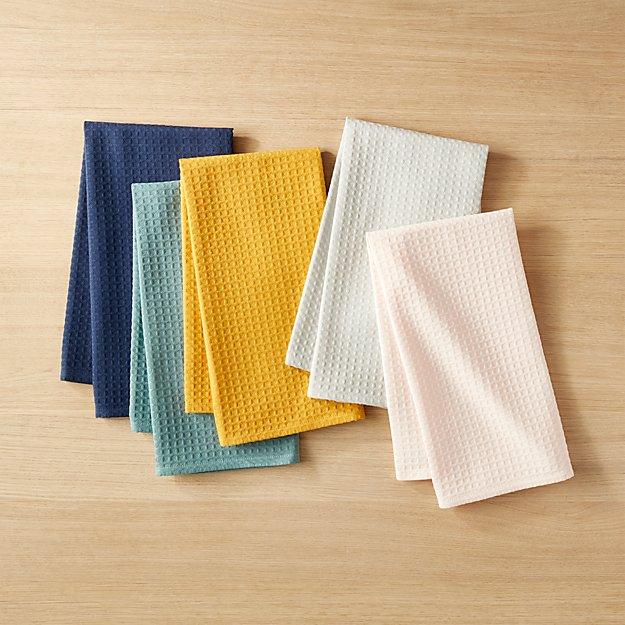 Waffle Weave Colorful Kitchen Towels Set of 5