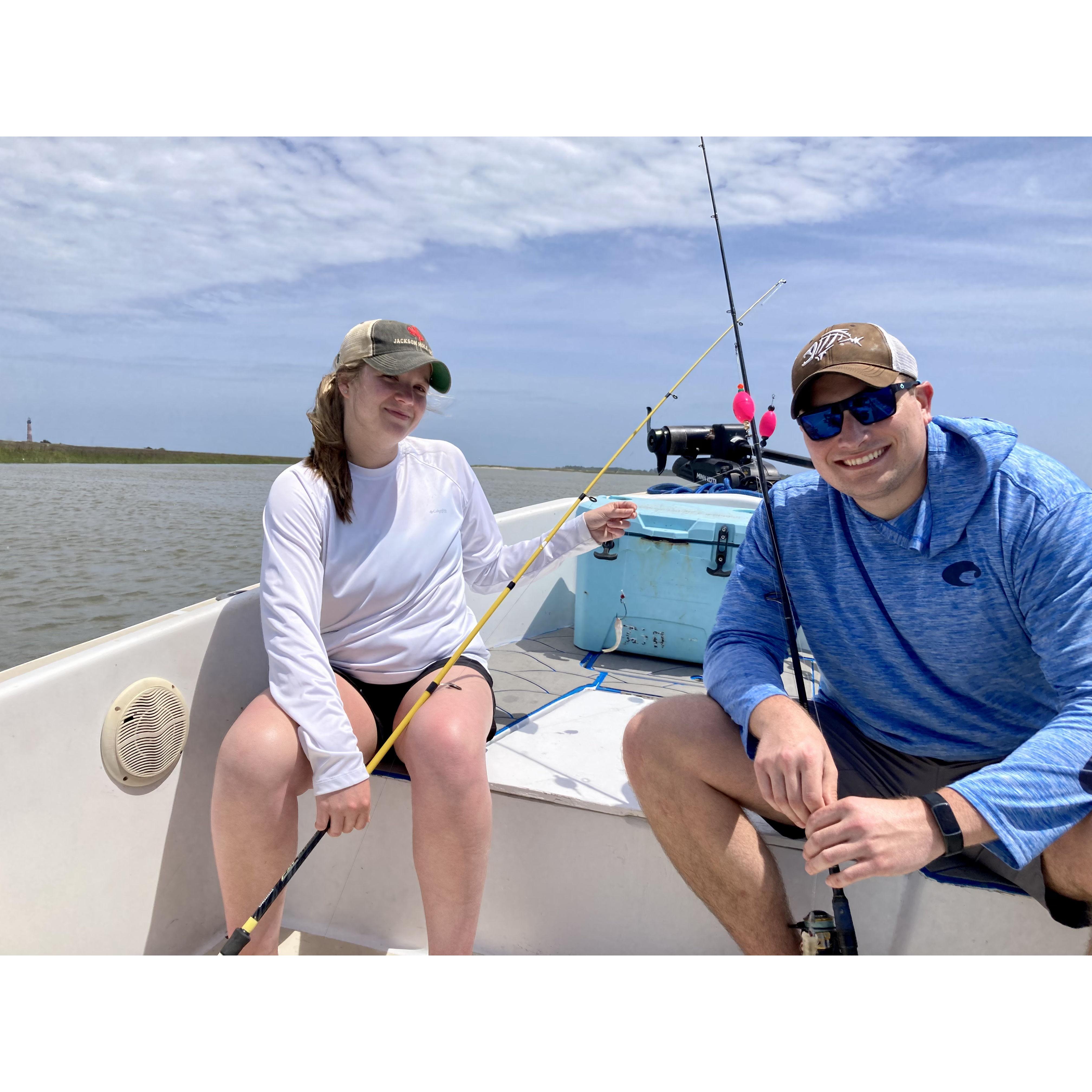 Rick is slowly turning Grace into a fisherwoman...