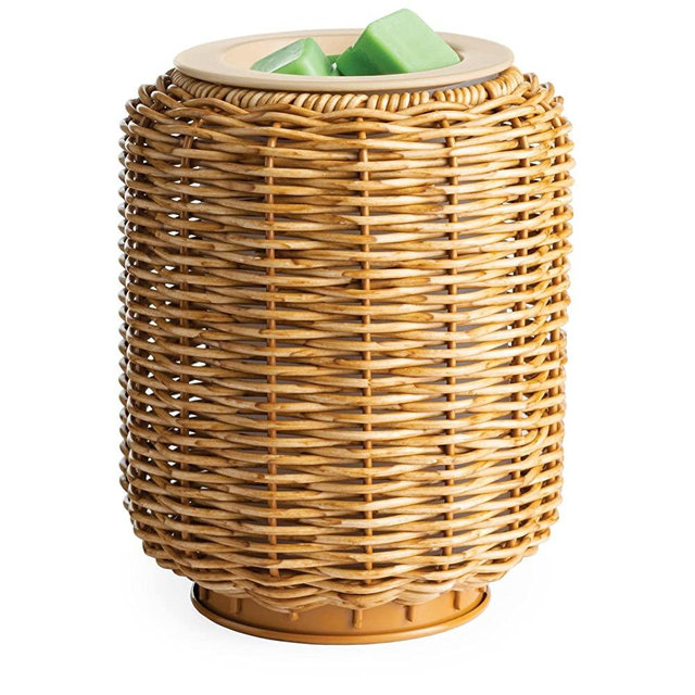CANDLE WARMERS ETC. Illumination Fragrance Warmer- Light-Up Warmer for Warming Scented Candle Wax Melts and Tarts or to Freshen Room, Wicker Rattan Lantern