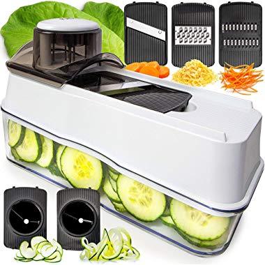 Fullstar Mandoline Slicer Spiralizer Vegetable Slicer - Veggie Slicer 5-in-1  Mandoline Food Slicer with Julienne Grater - V Slicer Mandoline Cutter - Vegetable Cutter Zoodle Maker