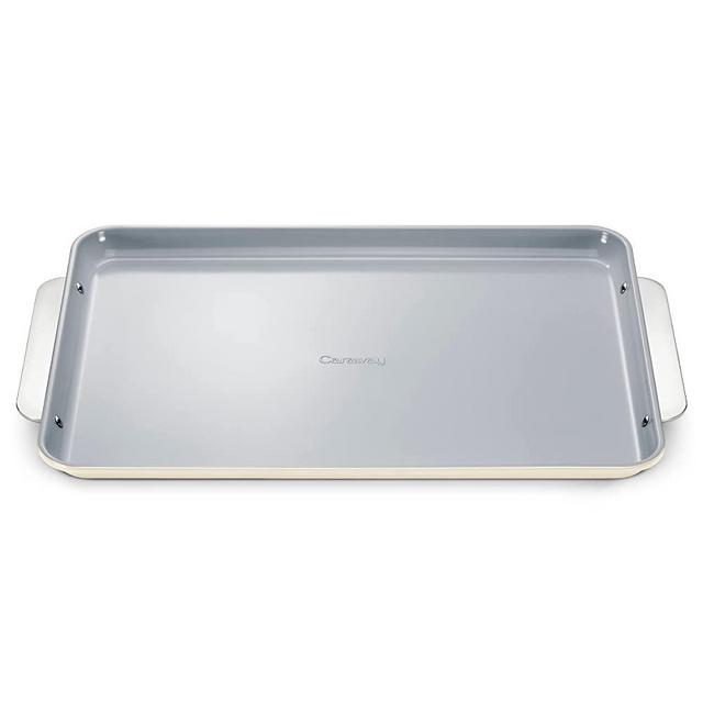 Caraway Non-Stick Ceramic Baking Sheet - Naturally Slick Ceramic Coating - Non-Toxic, PTFE & PFOA Free - Perfect for Baking, Roasting, and More - Large - Cream