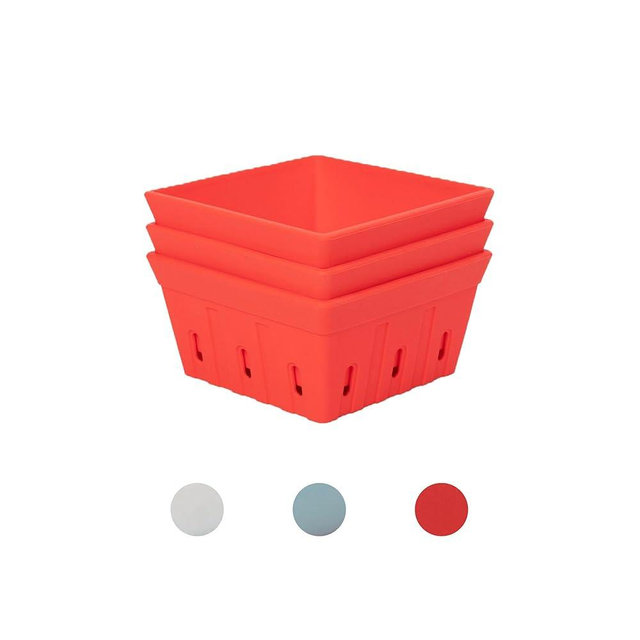 Casa Nico Silicone Berry Bowls – Durable Modern Farmhouse Colander & Storage Basket for Fruits and Vegetables, Refrigerator Organization, Dishwasher Safe, Oven Safe (Set of 3, Cherry)