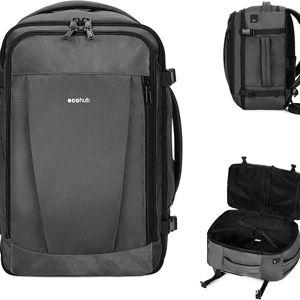 ECOHUB Travel Backpack 18x14x8 Spirit Airlines Personal Item Bag Carry On Backpack 13 Pockets Large Work Casual Daypack for men Airline Approved Waterproof Gym Backpack with Charging Port, Light Grey