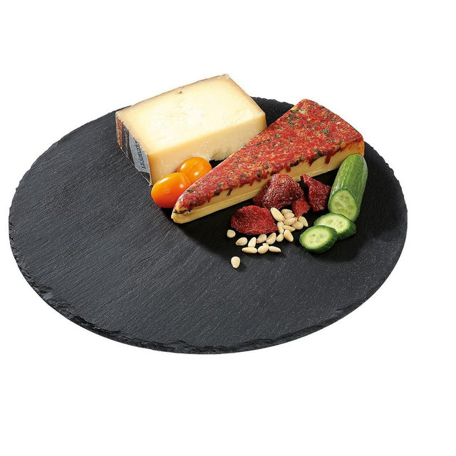 Cilio Slate Serving Board for Cheese and Appetizers, Round, 11.8-Inch