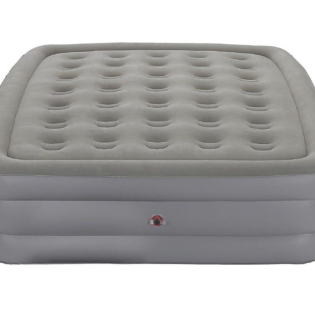 Coleman GuestRest 18" Plush Top Double High Air Mattress Airbed with Integrated Storage System and Carry Bag, Pump Not Included, Queen