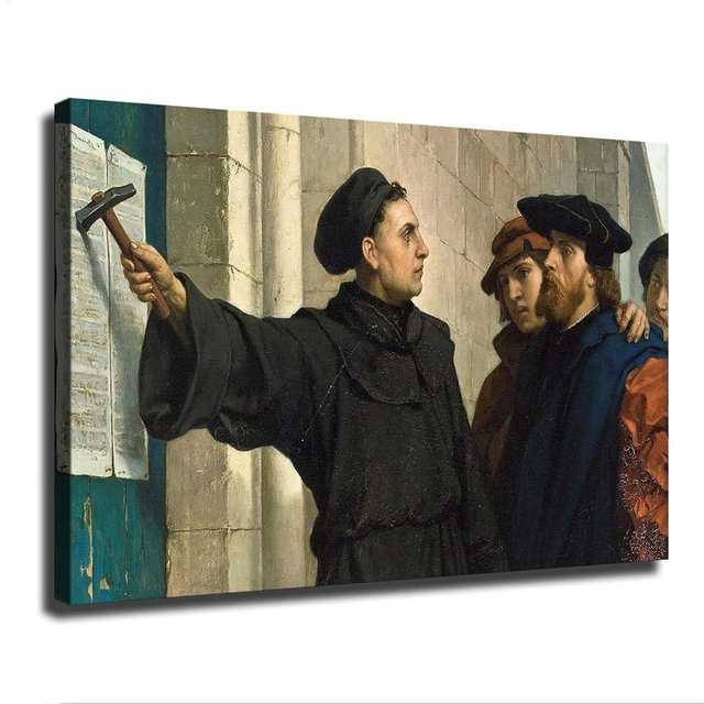 Martin Luther - 95 Theses Reformation Poster Canvas Pictures Print Wall Art for Living Room Bedroom Bathroom Preppy Dorm Home Decor (16x24inch Unframed)