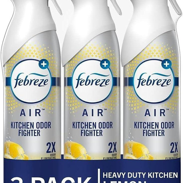 Febreze Room Air Fresheners, Home & Kitchen Room Fresheners, Air Freshener Spray, Odor Fighter Air Freshener for Home, Fresh Lemon Scent, 8.8 oz. Aerosol Can (Pack of 3)