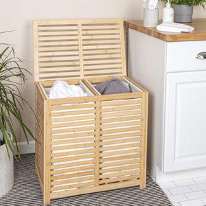 Bamboo & Cotton Double Laundry Hamper