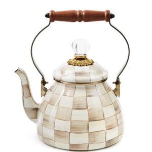 Mocha Check 3 Quart Tea Kettle