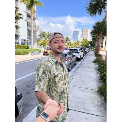 our first day engaged, out for brunch in Miami (also our first vacation), 9/24/2022