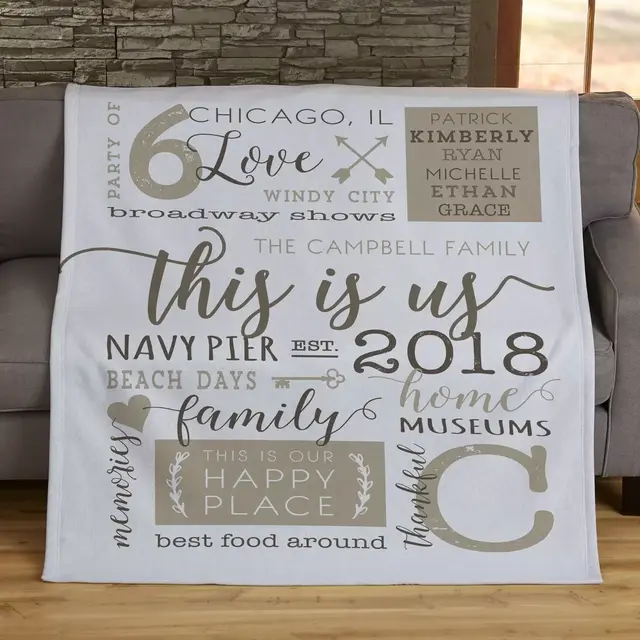 This Is Us Personalized 50-Inch x 60-Inch Sweatshirt Blanket