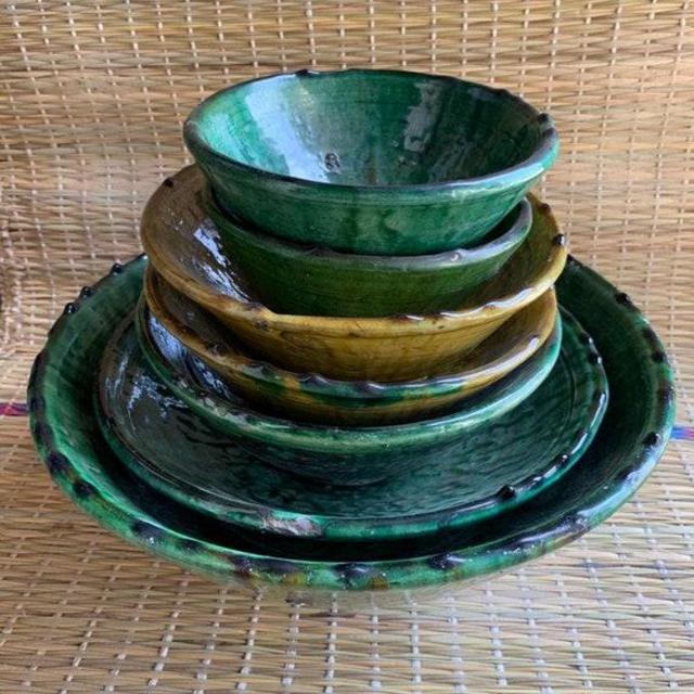 Moroccan Tamegroute Ceramic Dinner Bowls (4x)