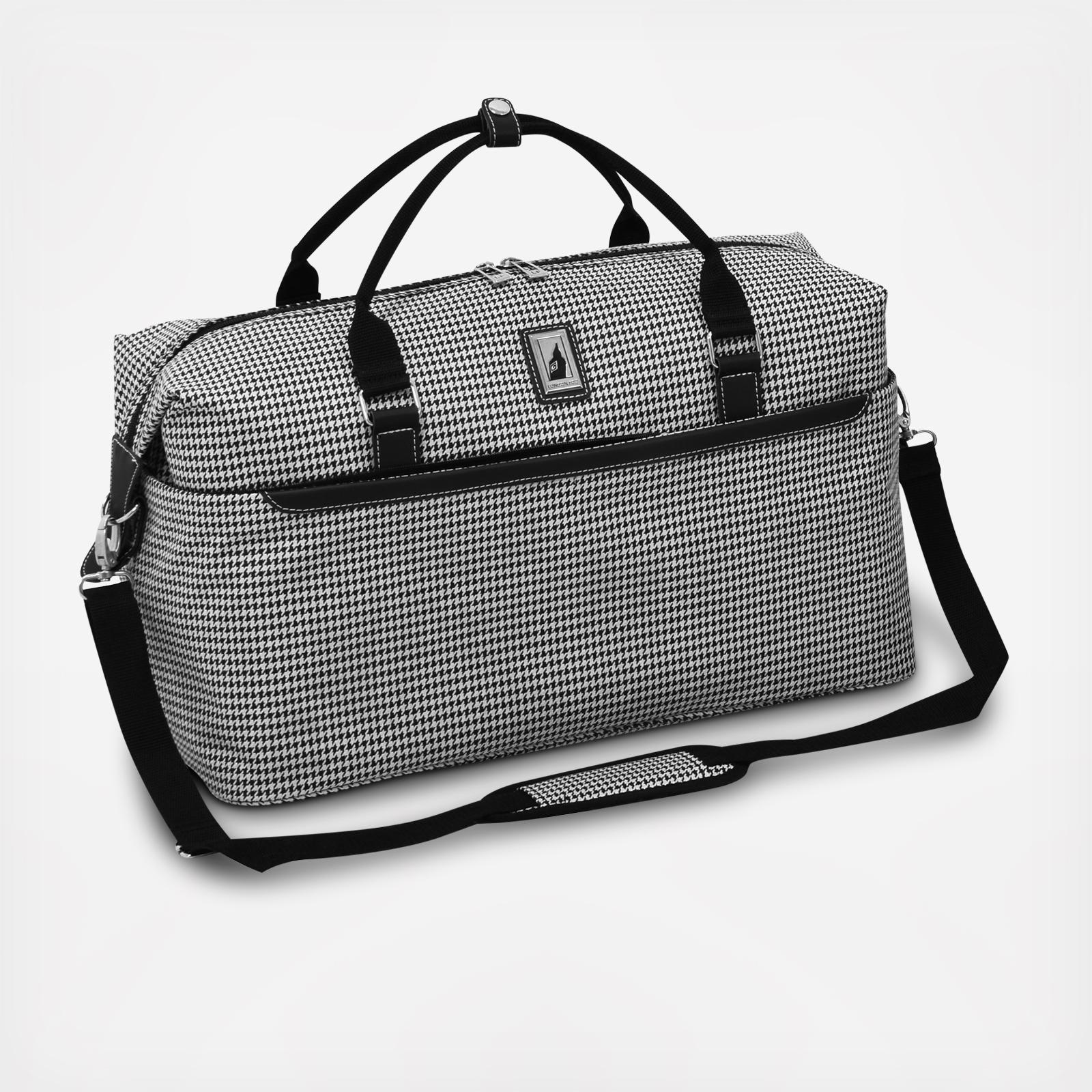 london fog luggage black and white houndstooth