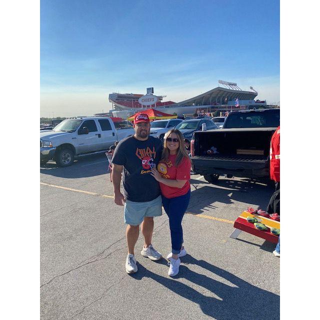 The engagement celebration continued at the Monday Night Chiefs game vs. New Orleans!