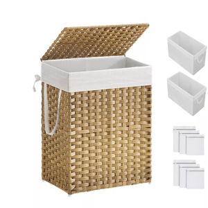 SONGMICS Laundry Hamper with Lid Clothes Hamper with 2 Removable Liner Bags & 6 Mesh Bags