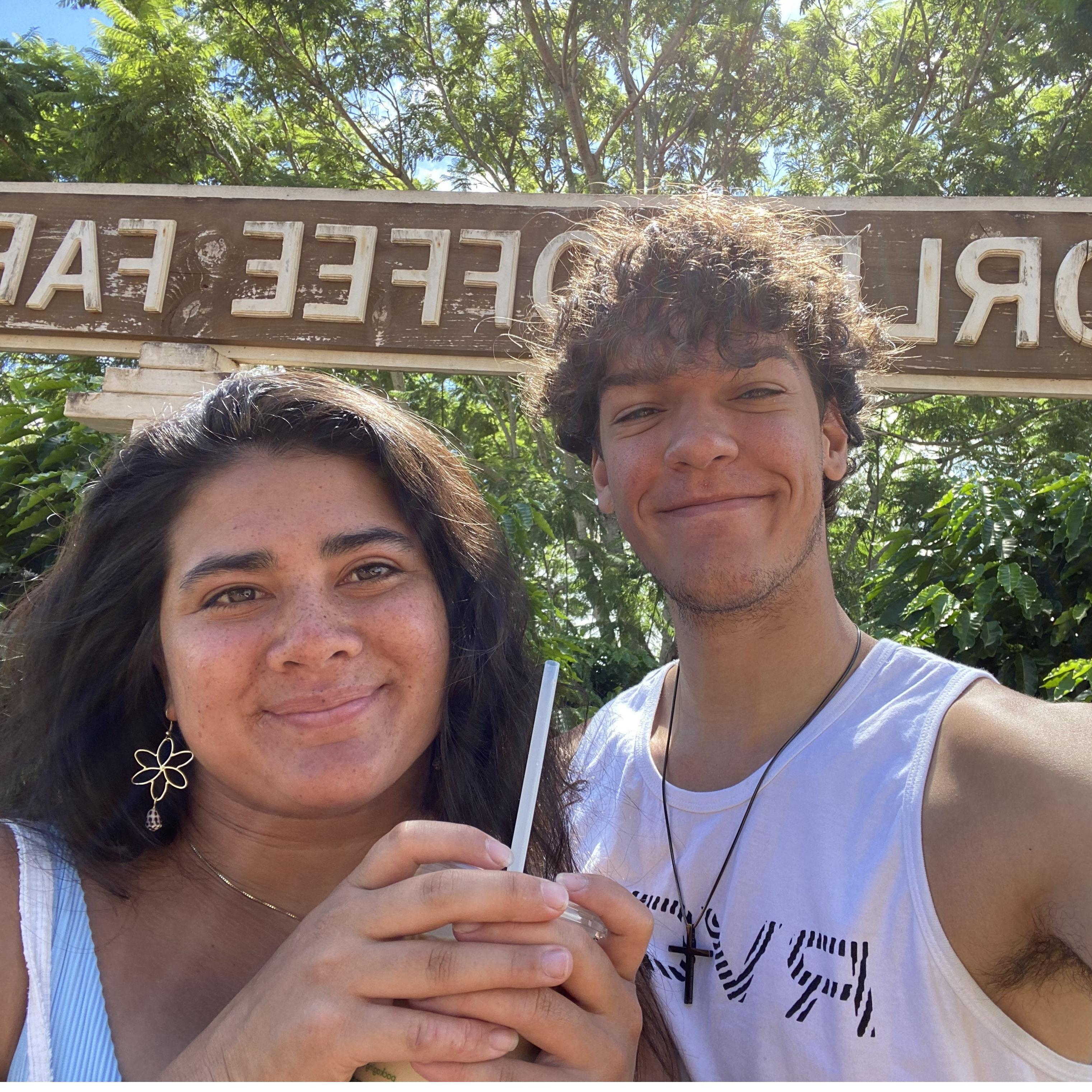 Coffee farm! On their way to the North Shore, they stopped by Green World Coffee Farm and tried some locally grown and brewed coffee