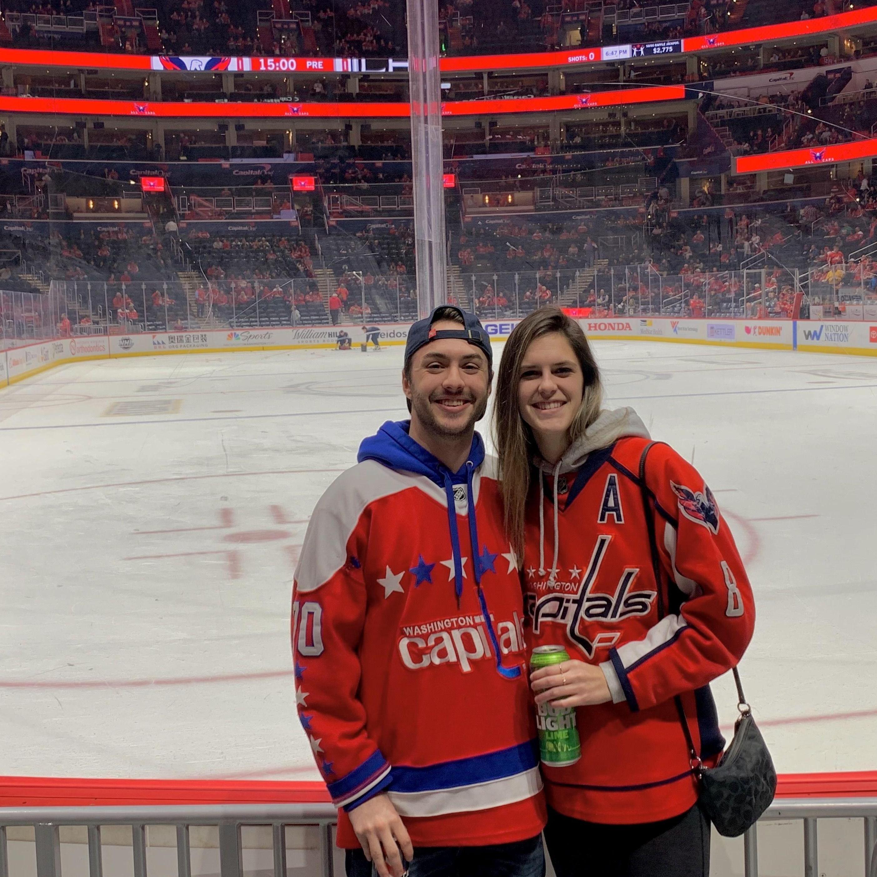 Sabrina's first Caps game. Ovechkin scored a hat trick. Mike threw his brand new hat on the ice. Sabrina thought this was a ridiculous move. This was their first fight.