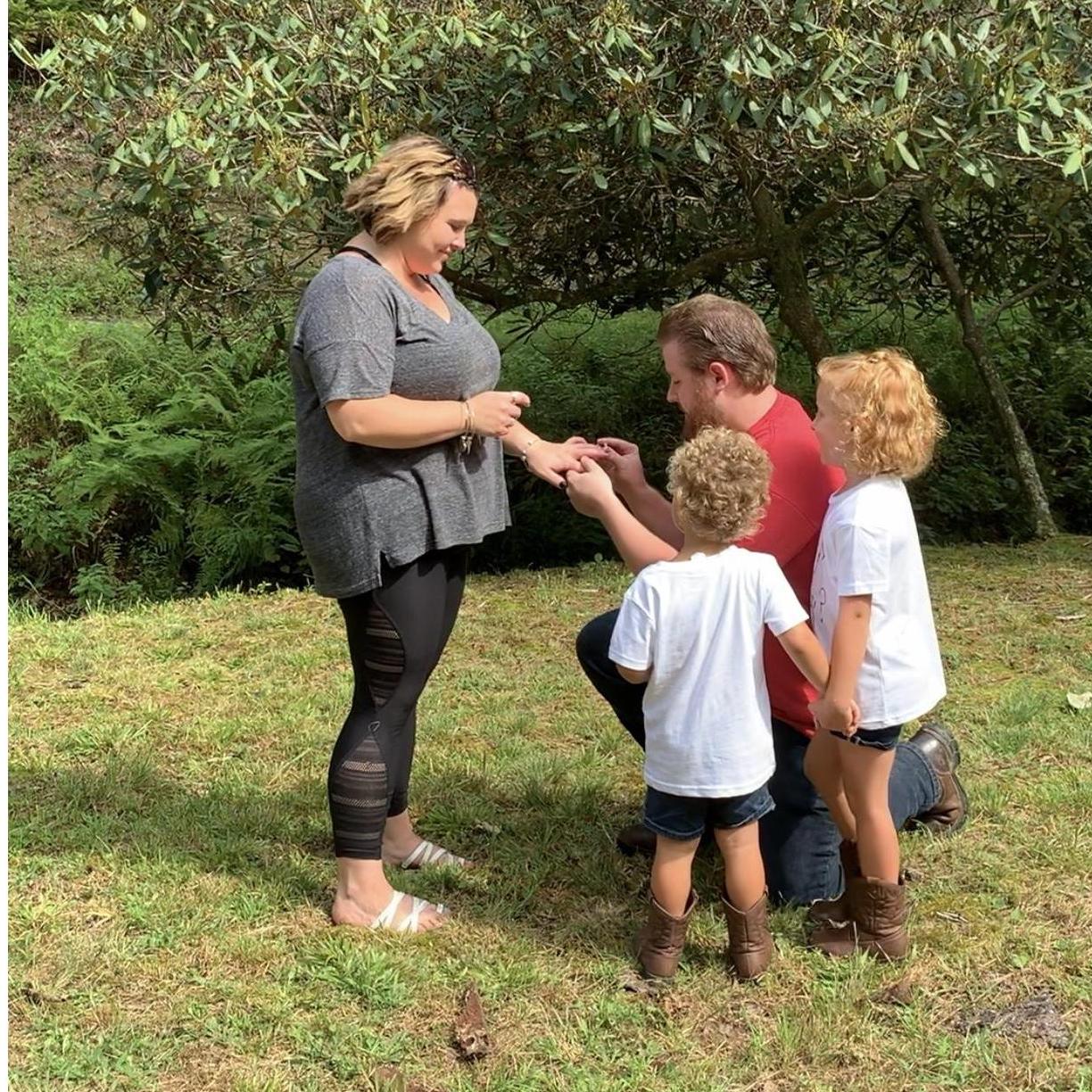 Shawn Proposing with our kids by his side