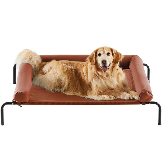 RRPETHOME Large Elevated Cooling Dog Bed, Raised Dog Cot Beds for Large Dogs, Elevated Outdoor Pet Cot, Chew Proof Portable Cooling Pet Cot with Skid-Resistant Feet and Breathable Mesh