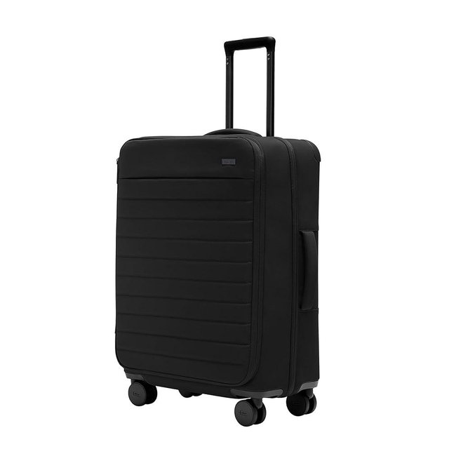 Away Softside Medium Checked Suitcase, 26 Inch Lightweight, Expandable Luggage For Men & Women, Durable Nylon Exterior, TSA Approved Lock, Ideal For Trips 1-2 Weeks, Jet Black