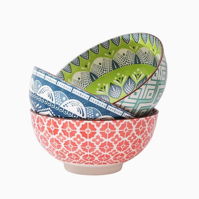Salad Soup Ramen Bowl，60 OZ Super Large Stackable Round Sturdy Porcelain Bowl Sets for Soup, Salad, Cereal，or Pasta,Set of 3,Dishwasher & Microwave Safe(Heat and Cold Resistant Porcelain)