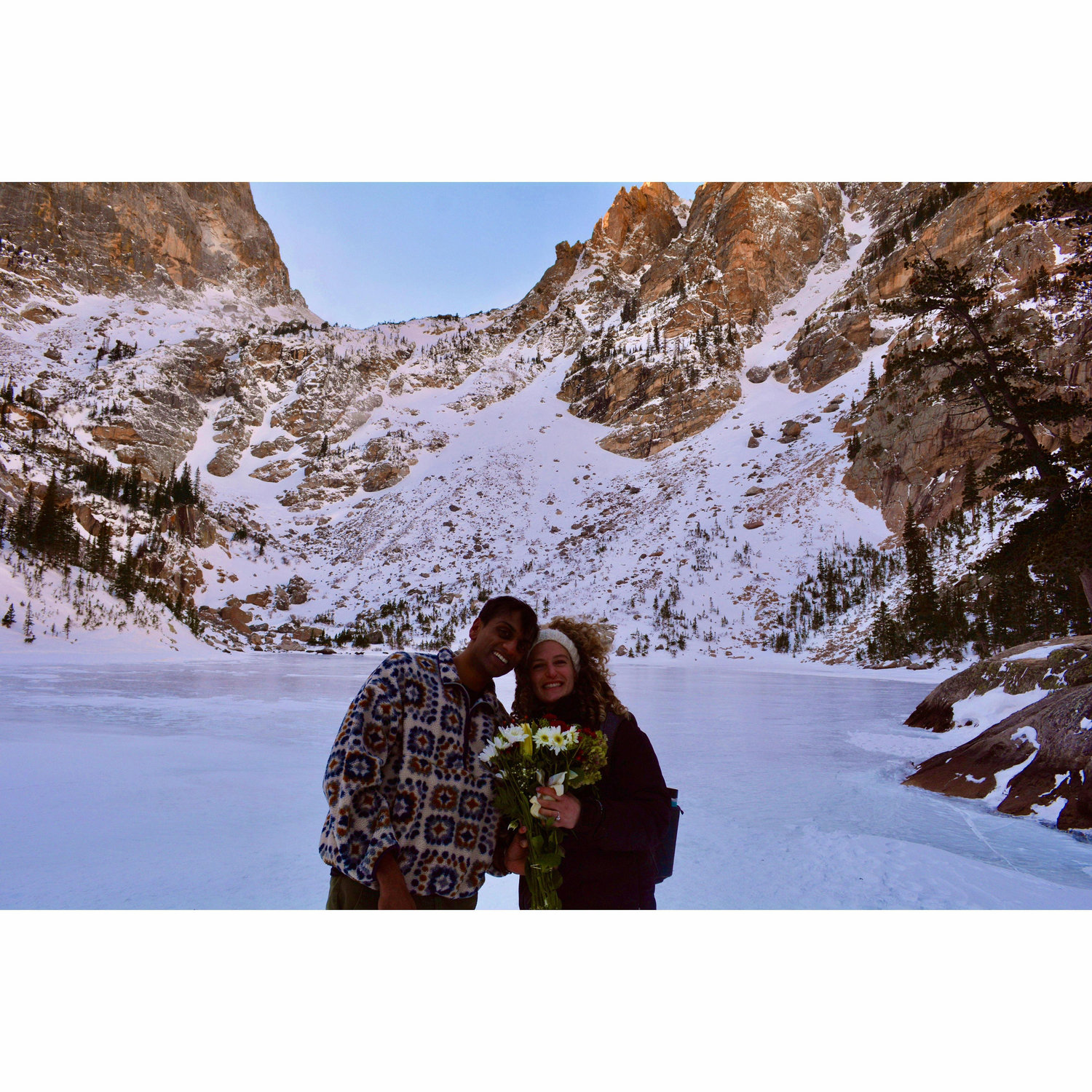 I said "yes" at a frozen Emerald Lake in Rocky Mountain National Park.