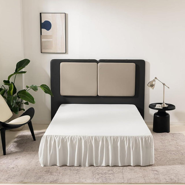 TSUTOMI Bed Skirt Queen Size Ruffled Bed Skirt with Split Corners, Queen Bed Skirt 12 Inch Drop, Queen Size Bed Skirt Ivory for Ruffled Bed Skirt with Split Corners, Bed Skirt Queen Size