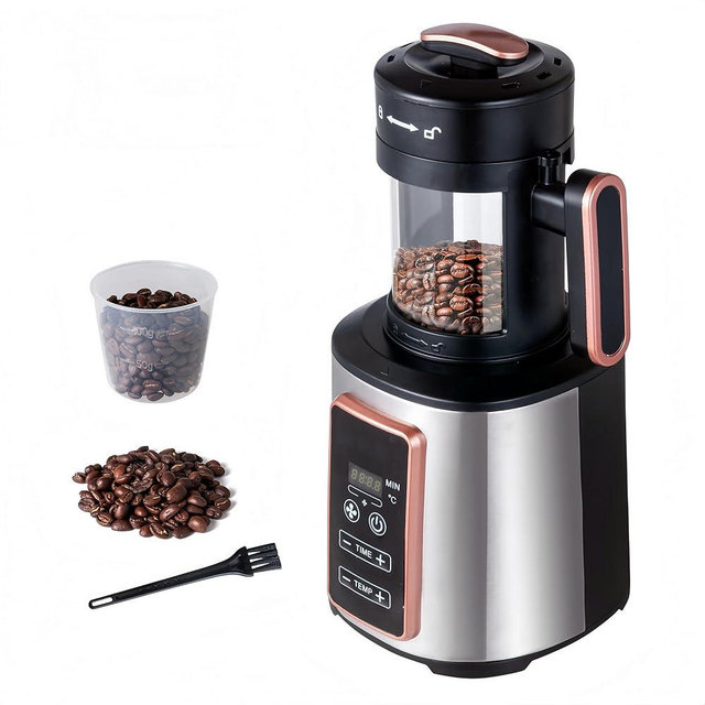 Electric Coffee Bean Roaster Machine for Home Use – 1500W Air Coffee Roaster with Adjustable Temperature & Timer, Built-In Chaff Collector & Air Circulation 100g Capacity Electric Coffee Roaster