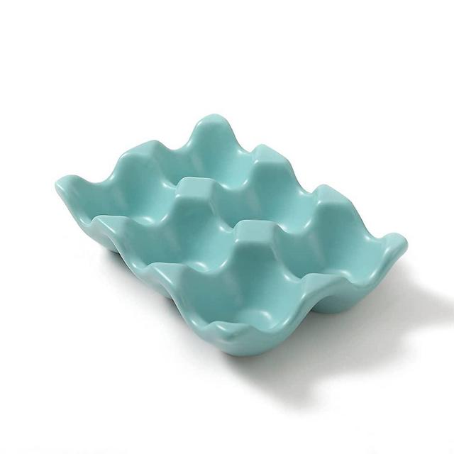 Airmoon 6 Cups Egg Tray Serveware, Eggs Dispenser, Egg Holder Set Kitchen Restaurant Fridge Storage Decorative Accessory (Blue)