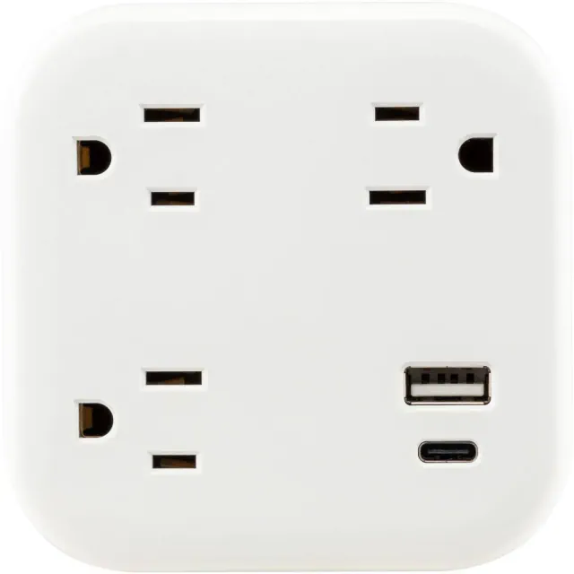 General Electric 3 Outlet Surge Tap with 1 USB-A and 1 USB-C 980J White