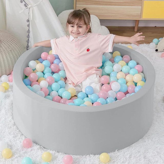 SHJADE Foam Ball Pit, 35.4"x 11.8" Ball Pits for Toddlers, Soft Round Kiddie Baby Playpen Ball Pool for Kids, Ideal Gift for Babies Indoor and Outdoor Game, Balls not Included (Grey)