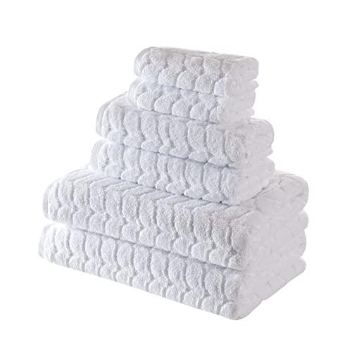 Bagno Milano Jacquard Woven%100 Turkish Cotton Quick Dry Towels, Non-GMO Turkish Cotton Plush Luxury Towels, Thick and Soft Durable Spa Towel Set (White, 6 pcs Towel Set)