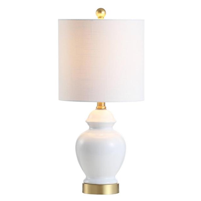 20" Perry Ceramic/Metal Table Lamp White (Includes LED Light Bulb)- JONATHAN Y