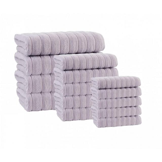 16pc Vague Turkish Cotton Bath Towel Set Silver - Enchante Home