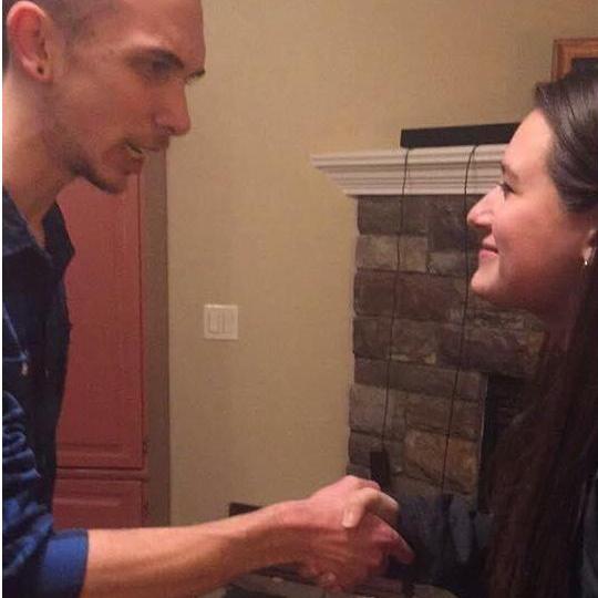 New Years 2017, shaking hands at midnight after Aunt Dena made us promise, "No kissing! Only shaking hands!" We held true to our promise. Just for you, Dena!