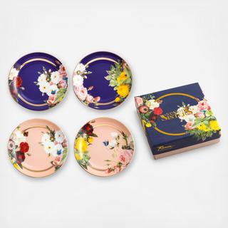 Assorted Floral Appetizer Plate, Set of 4