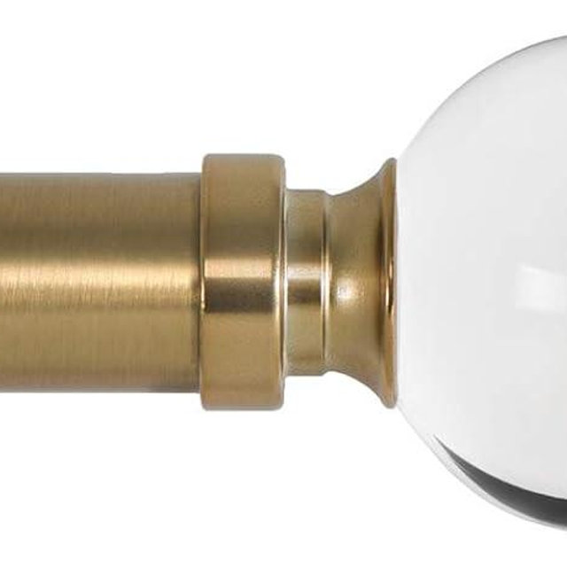 Ivilon Drapery Treatment Window Curtain Rod - Acrylic Ball 1 inch Pole. 120 to 240 Inch. Warm Gold