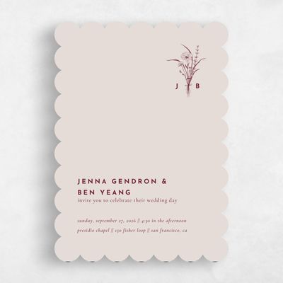 Red Scalloped Wedding Invitation - Prins Portrait