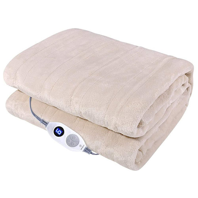 Westinghouse Electric Blanket Heated Throw Soft Silky Microplush Flannel Heating Blanket 50"x60", 6 Heat Settings & 4 Hours Auto Off, Machine Washable, Beige