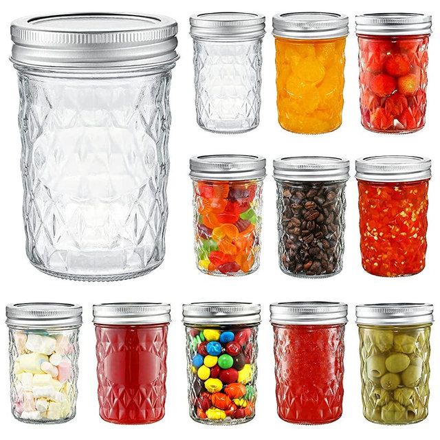 YEBODA 12 Pack Mason Jars 8 oz Glass Jars with Lids and Bands Canning Jars Ideal for Preserving, Jam, Honey, Jelly, Wedding Favors, Shower Favors, Sauces, Yogurt, DIY Magnetic Spice Jars