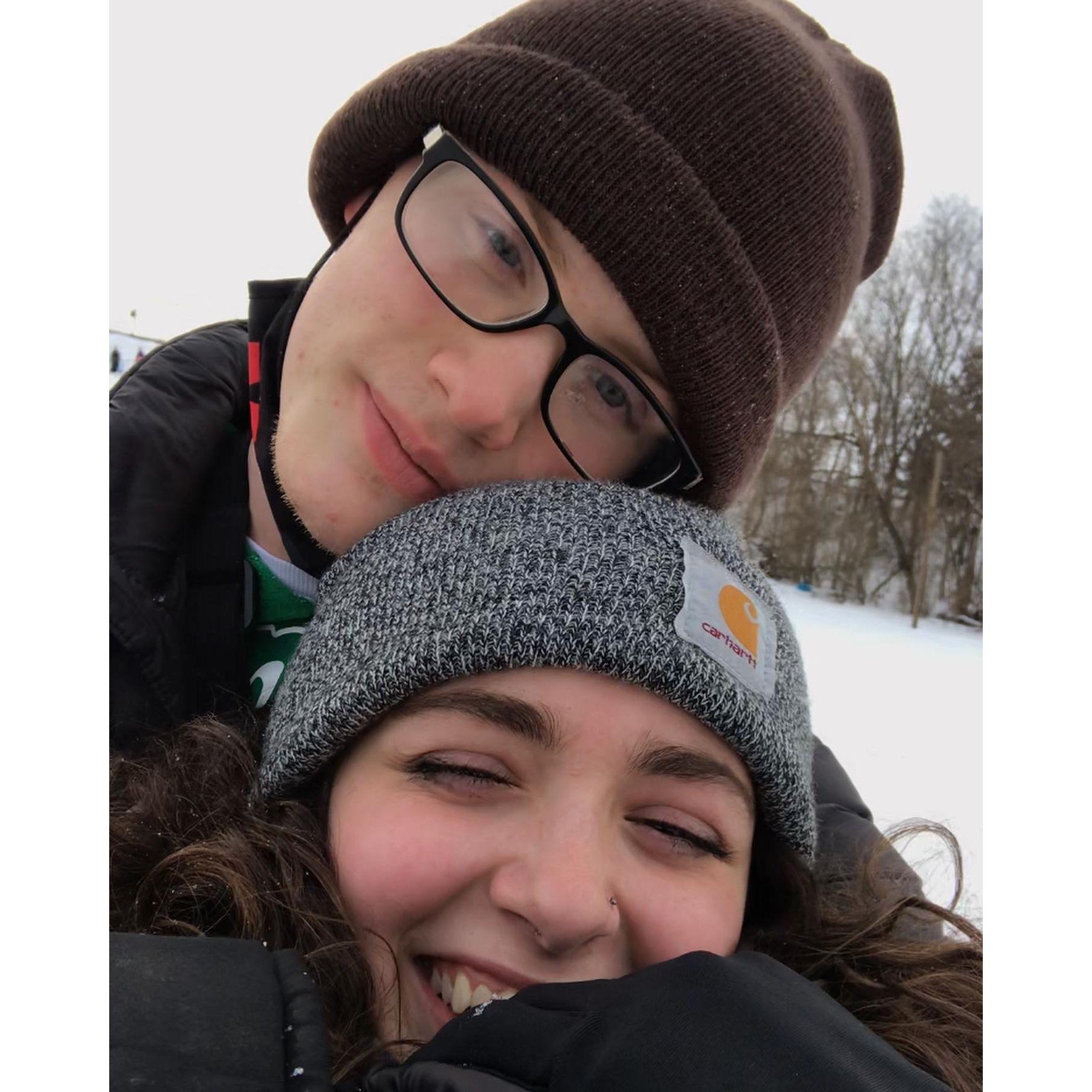 Our first winter sledding together