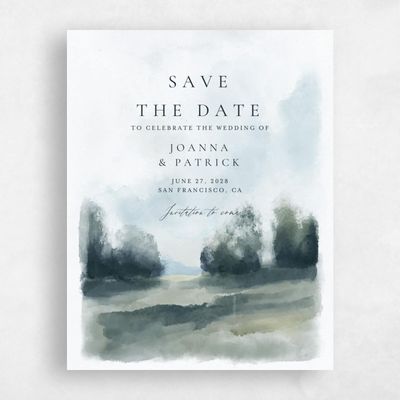 Grayed Teal, Blue Wedding Save the Date - Carroway Portrait