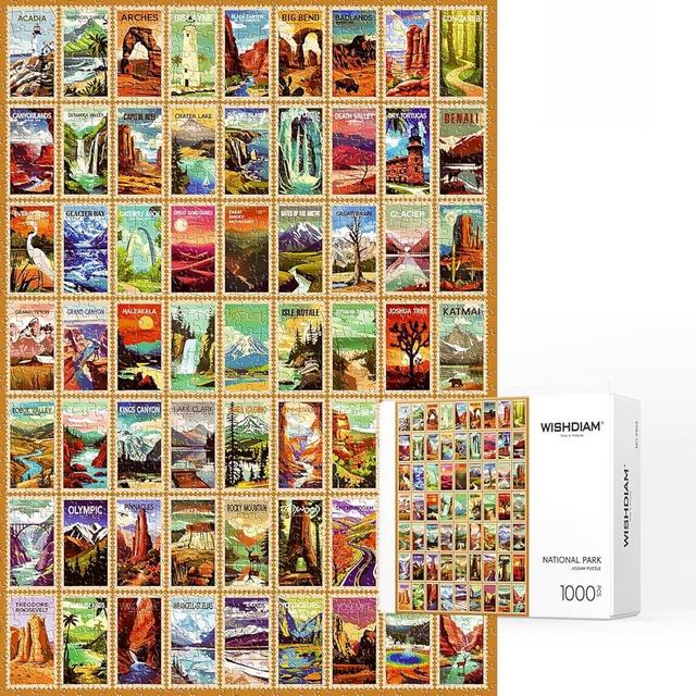 Jigsaw Puzzles 1000 Pieces - WISHDIAM Puzzles for Adults - National Park Poster Nature Landscape Impossible Hard Difficult Challenging Puzzles for Home Decor Birthday Party Gifts Toy for Men Women