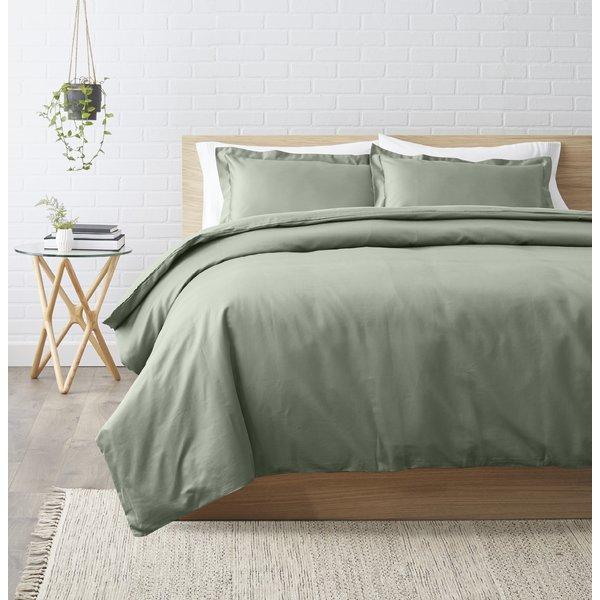 Queen Egyptian-Quality Cotton 3 Piece Duvet Set by Simple Luxury in Sage