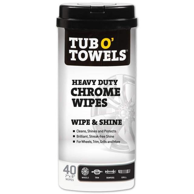 Tub O’ Towels Heavy Duty Chrome Wipes – Clean, Shine & Protect, 40 Count Wipes, TW40-CHR